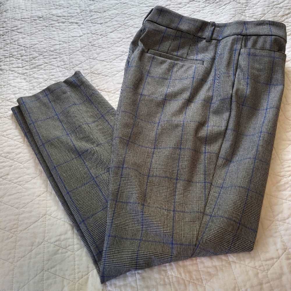Loft Windowpane Print Skinny High Waist Trouser Size 12